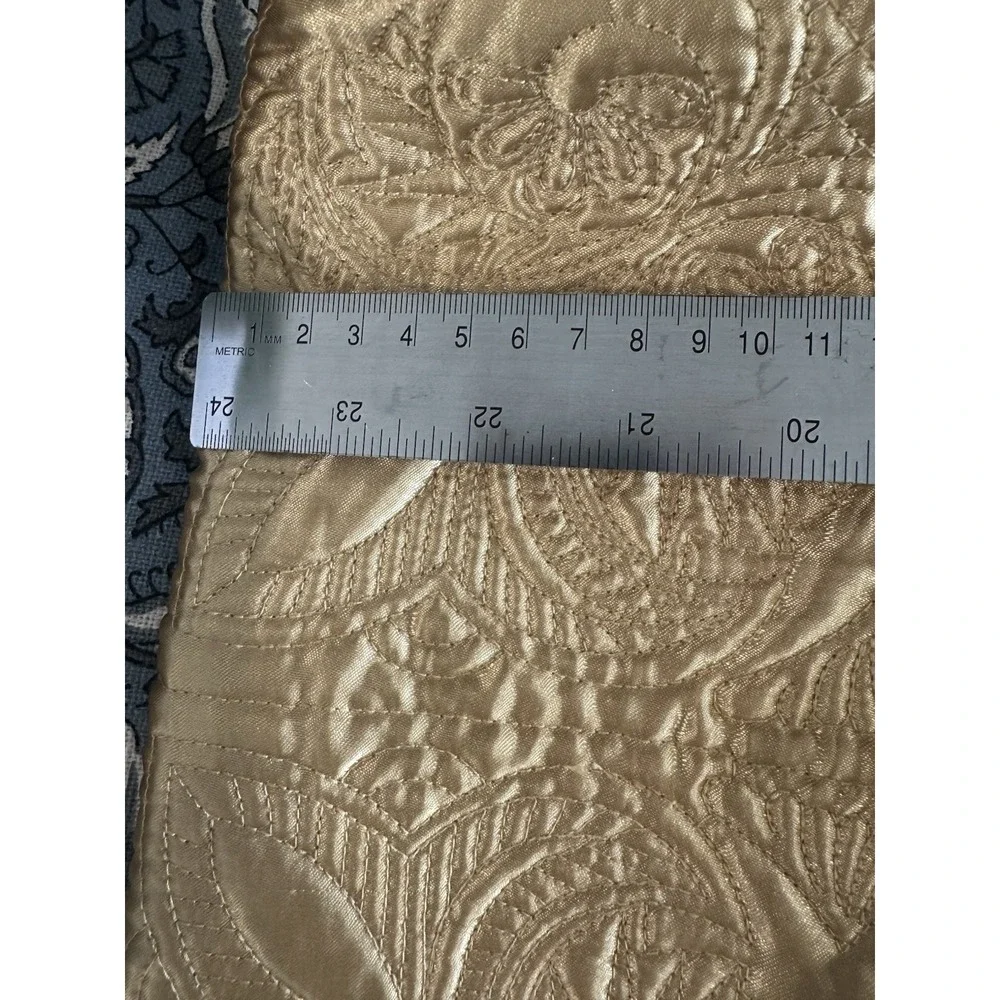 Gold Poly Satin Quilted Throw Or Bed Coverlet. 56